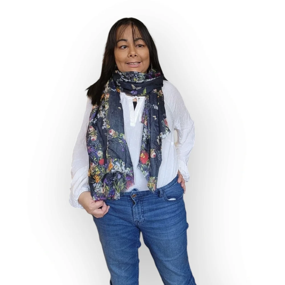 GREY AND YELLOW SCARF WOMENS - Picture 4 of 8